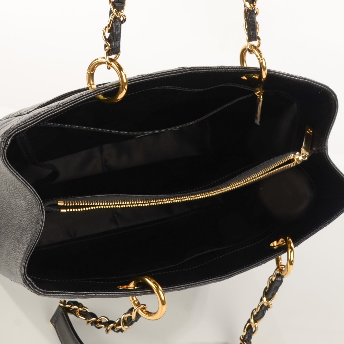 Caviar Quilted Grand Shopping Tote GST Black