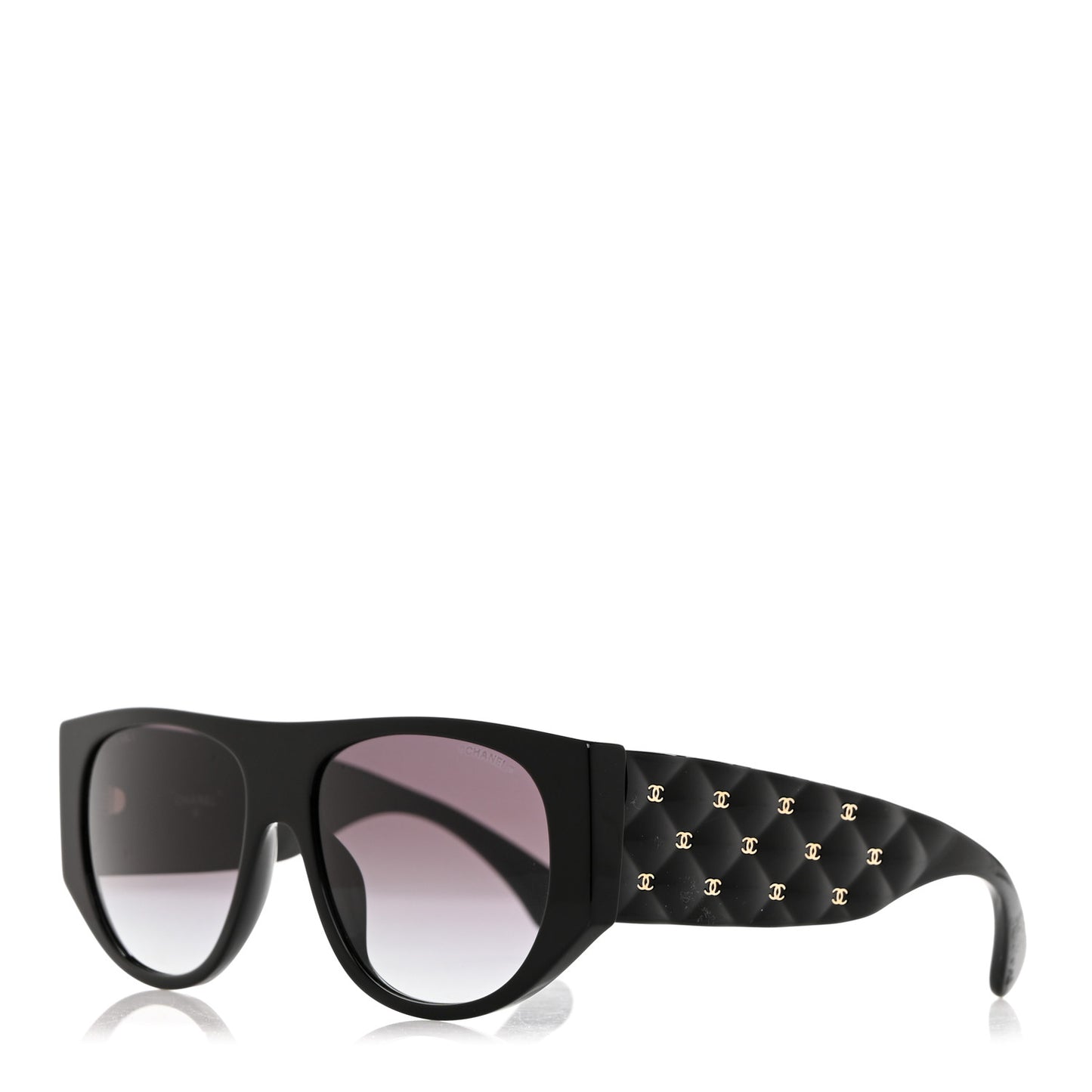 Acetate Quilted CC Pilot Sunglasses 71465 Black