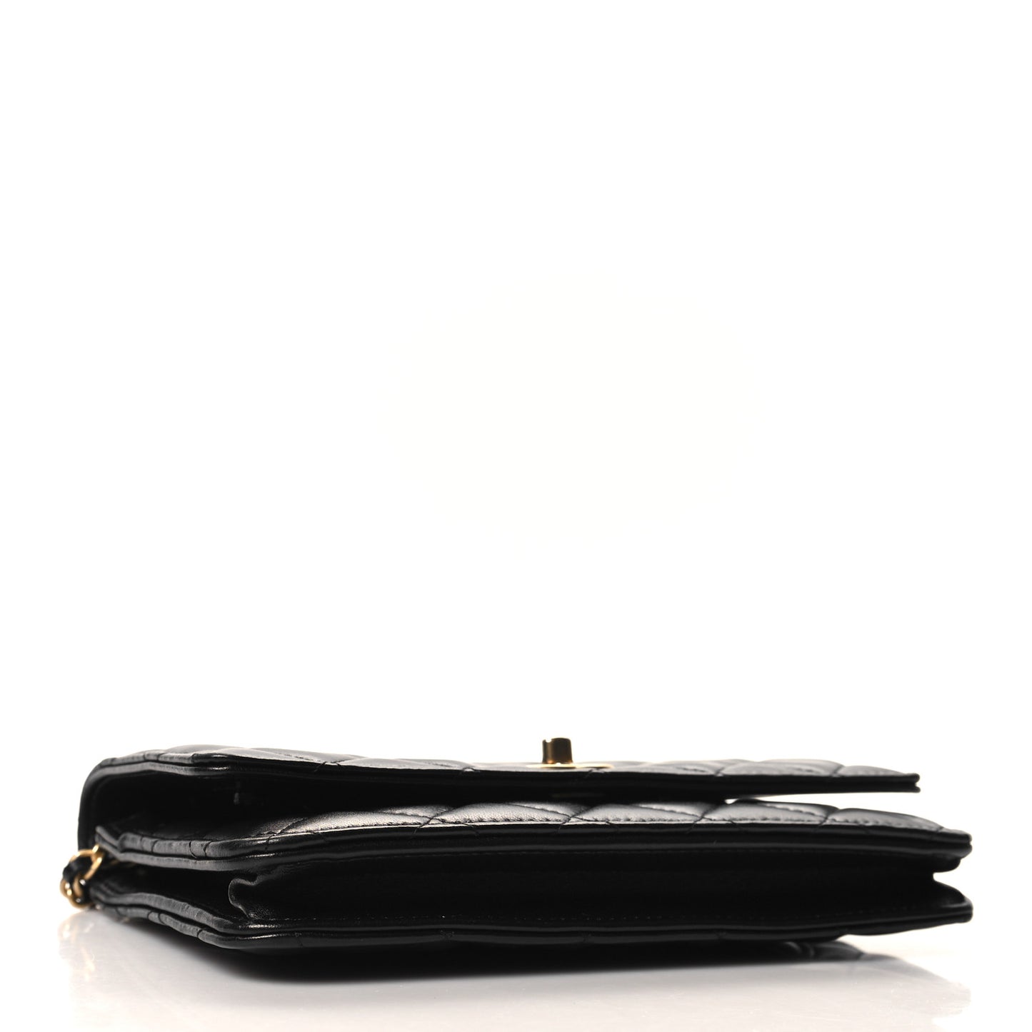 Lambskin Quilted CC Pearl Crush Wallet on Chain WOC Black