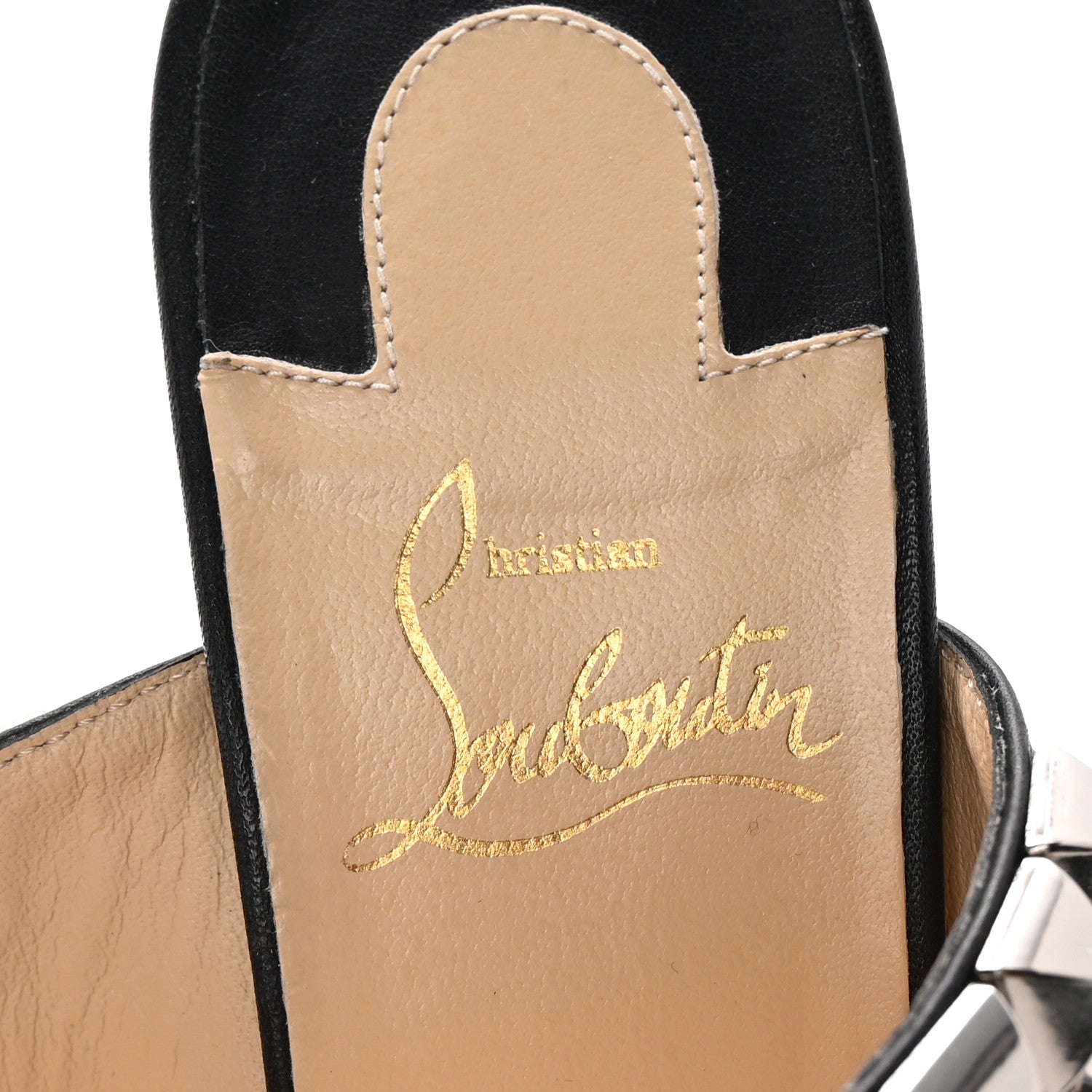 Christian Louboutin Calfskin Studded Tina Goes Mad 55 Slide Sandals 36.5 Black 8 of 9