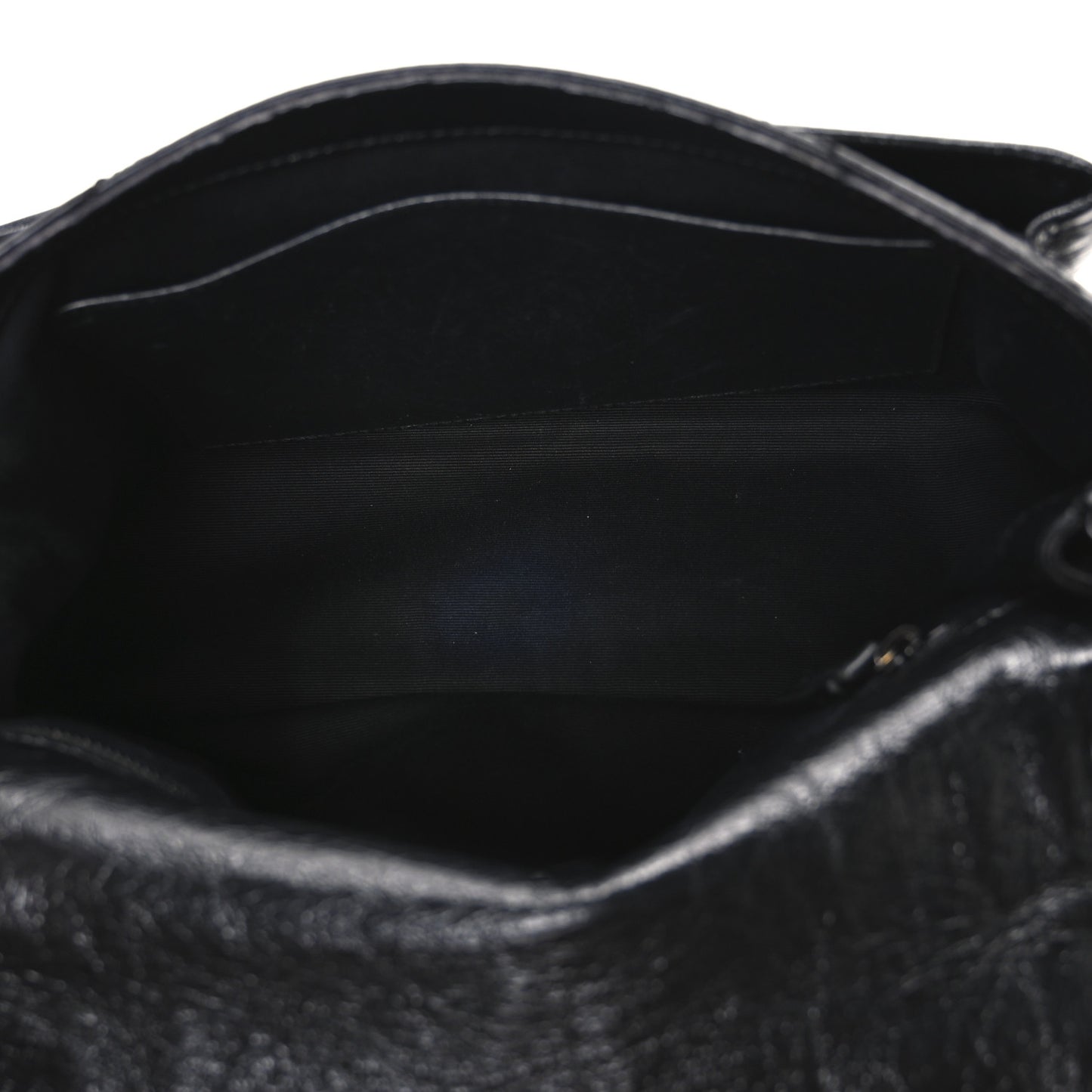 Crinkled Calfskin Matelasse Monogram Medium Niki Chain Satchel Black