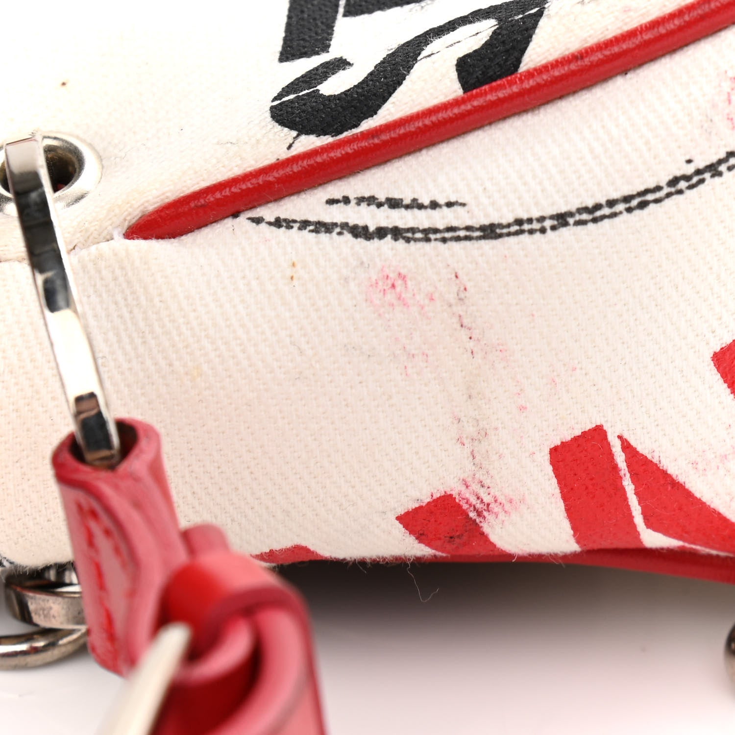 Christian Dior Canvas Hardcore Pierced Shoulder Bag Black Red White 13 of 18
