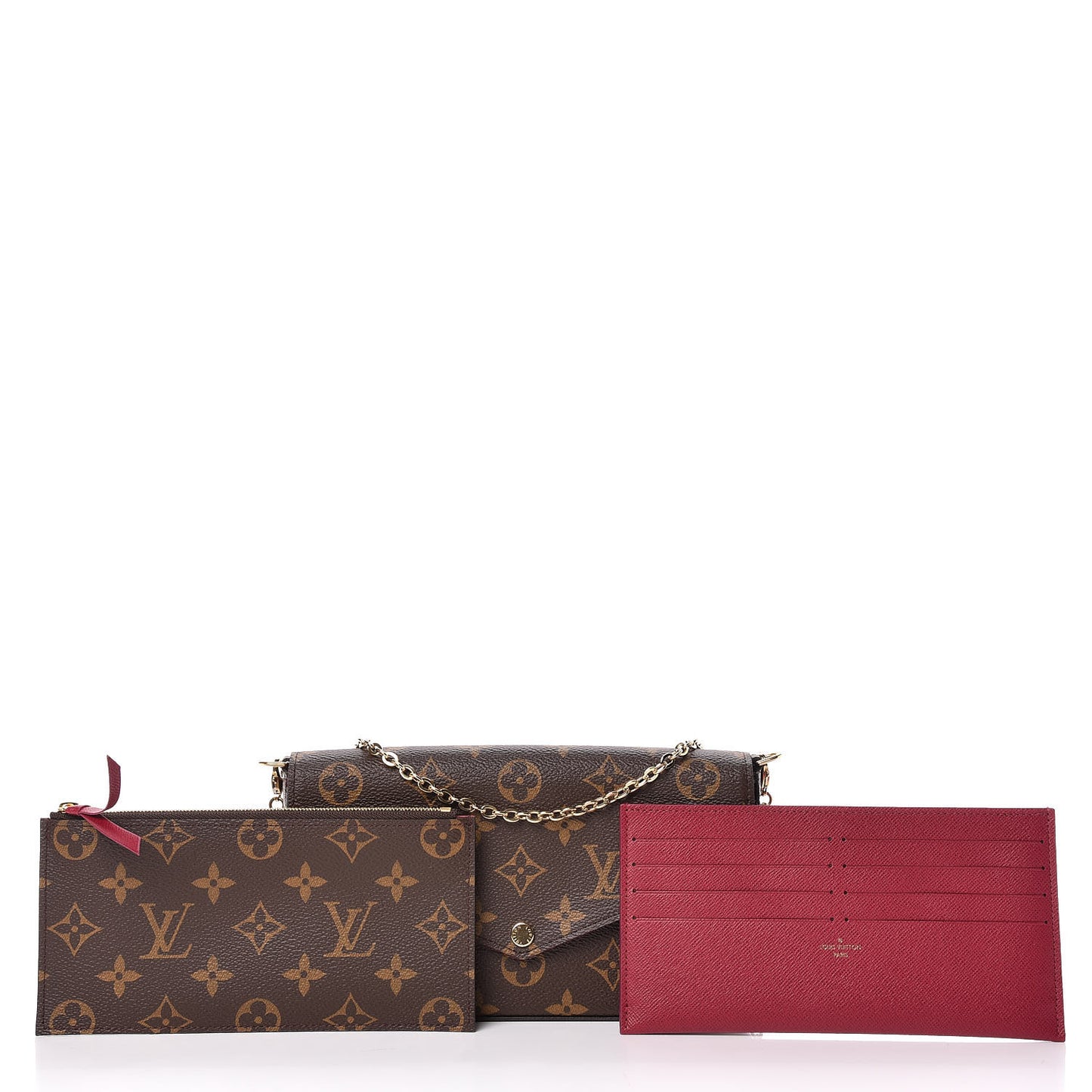 Monogram Pochette Felicie Chain Wallet Fuchsia