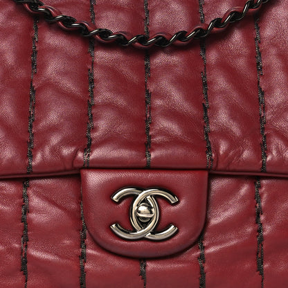 Chanel Lambskin Vertical Stitch Jumbo Single Flap Dark Red 7 of 16