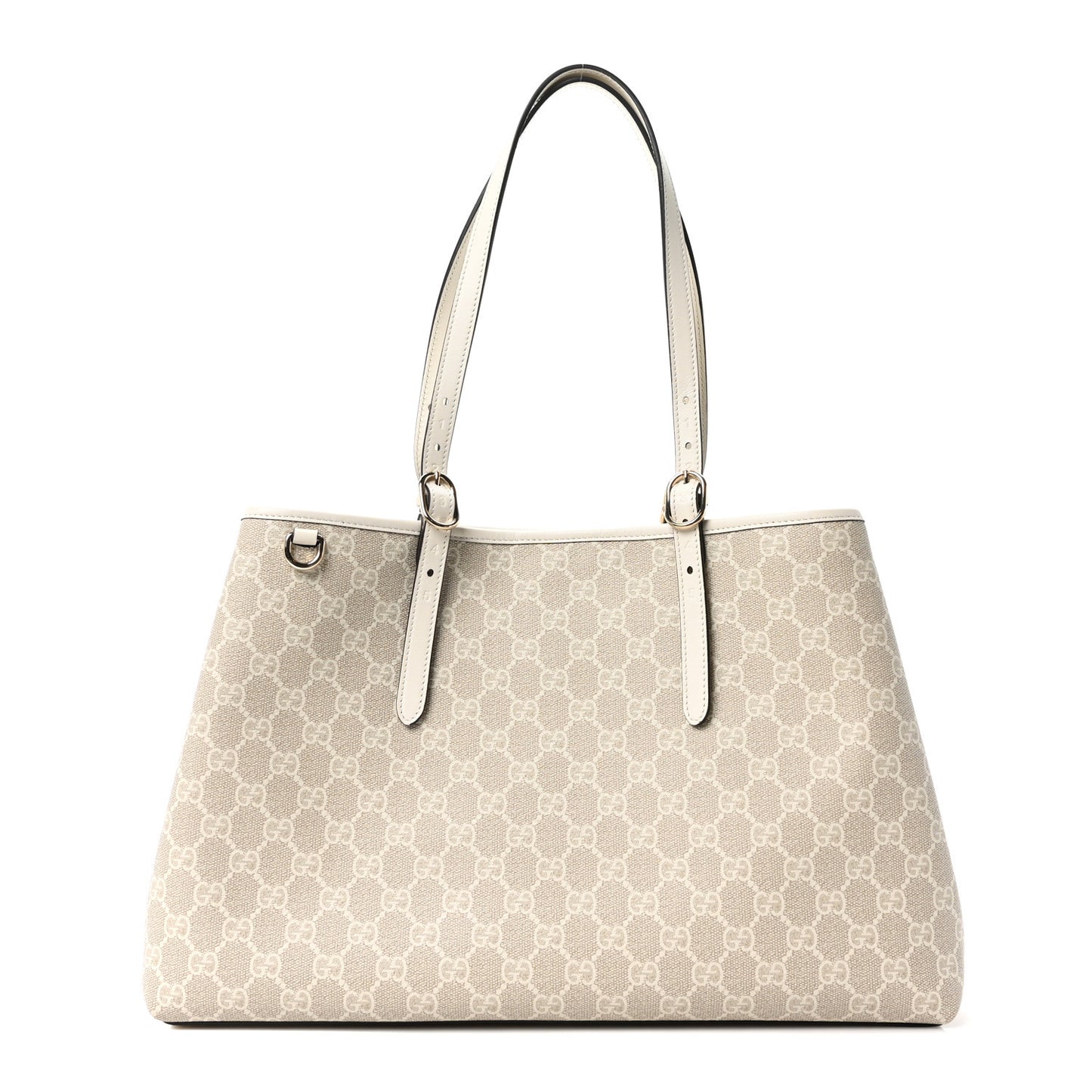 GG Supreme Monogram Emblem Large Tote Bag  Mystic White Oatmeal