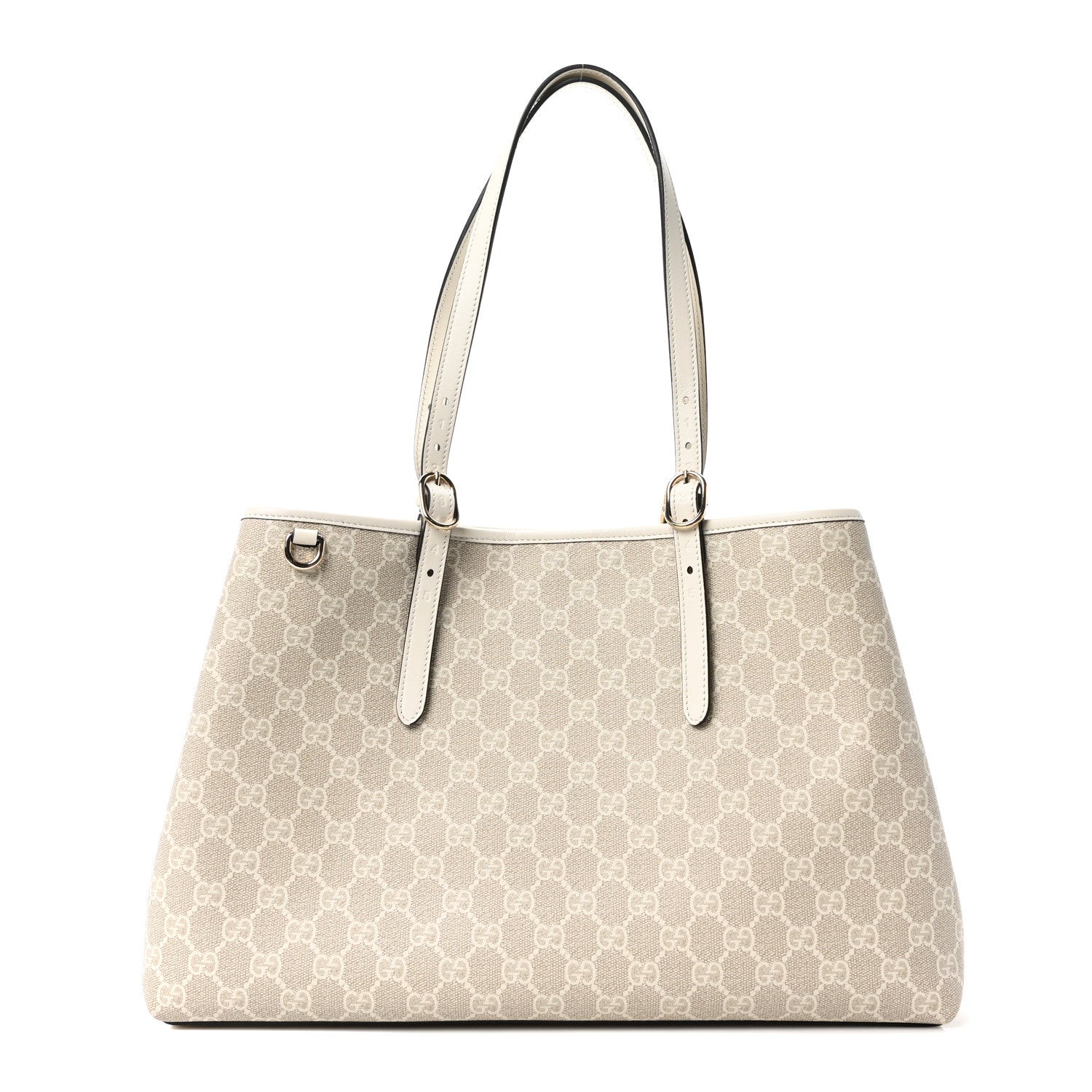 Gucci GG Supreme Monogram Emblem Large Tote Bag  Mystic White Oatmeal 1 of 9