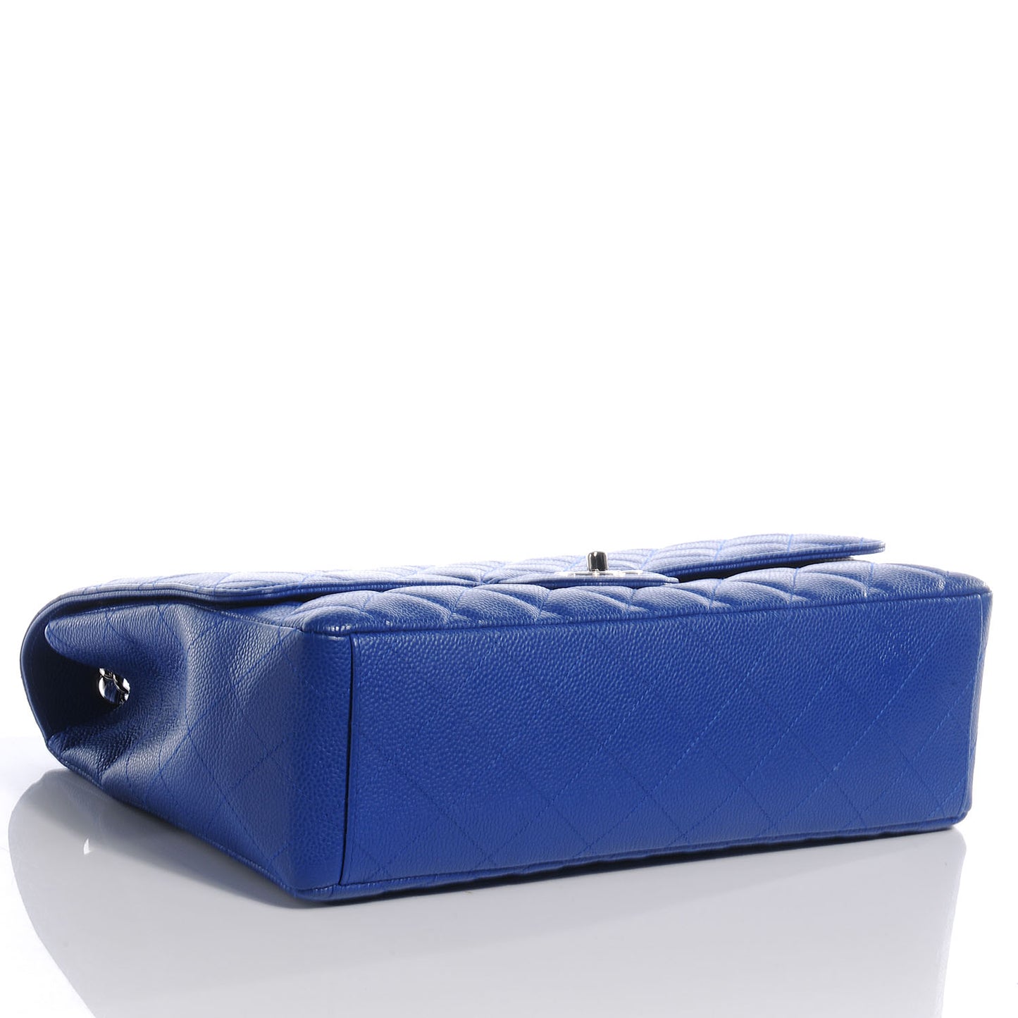 Caviar Maxi Single Flap Blue Fonce