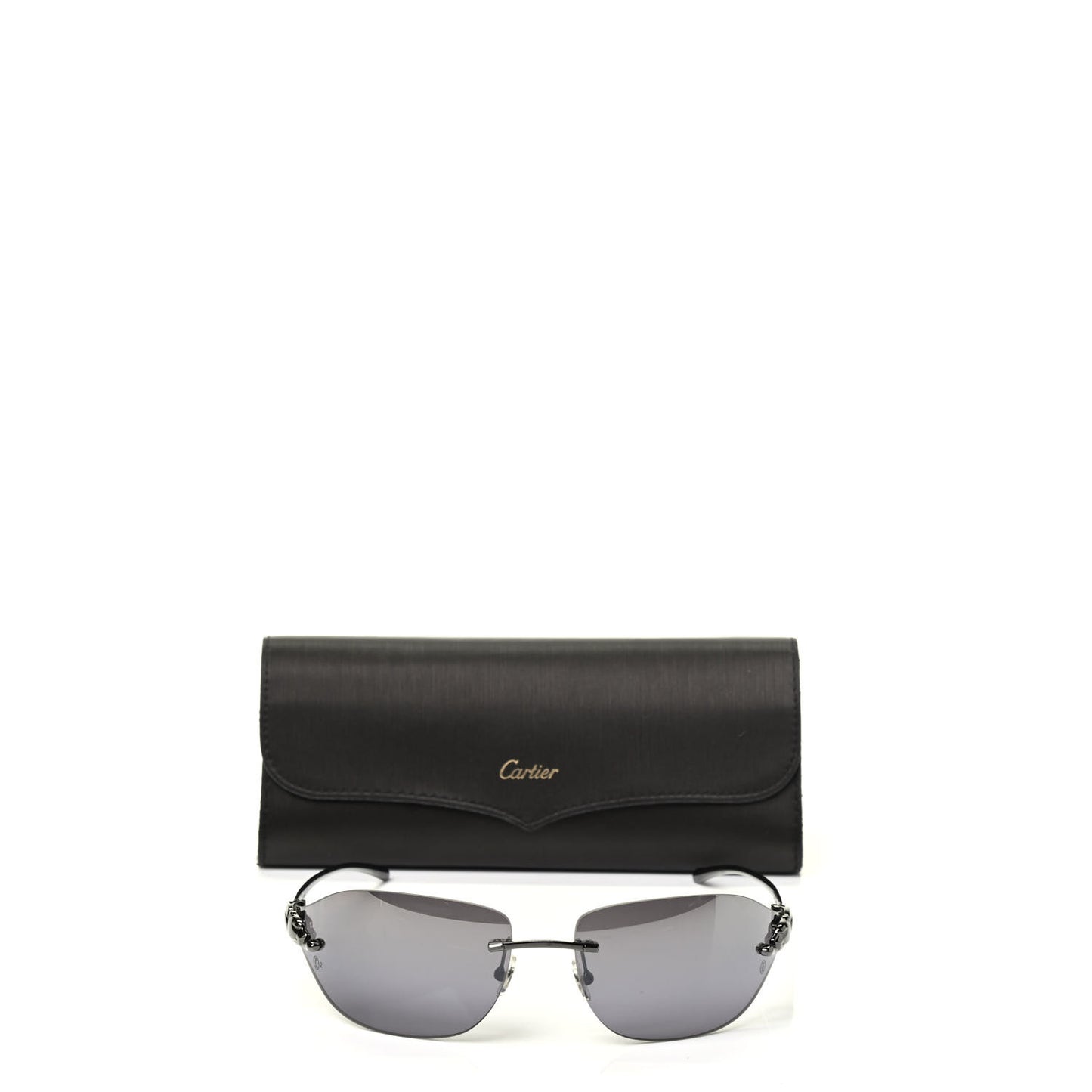 Panthere De Cartier Rimless Sunglasses Black