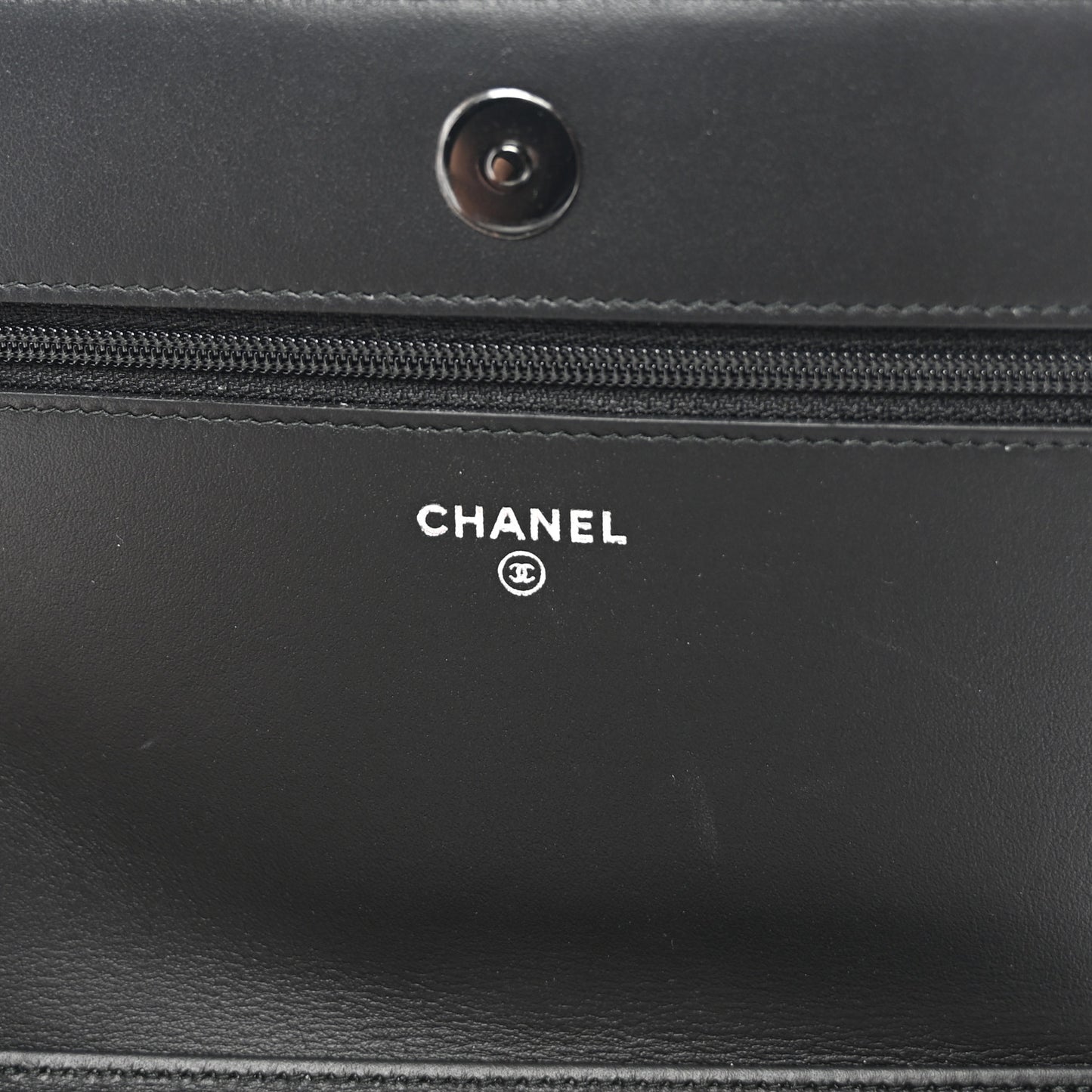 Calfskin Painted Chevron Embossed Boy Wallet On Chain WOC Black