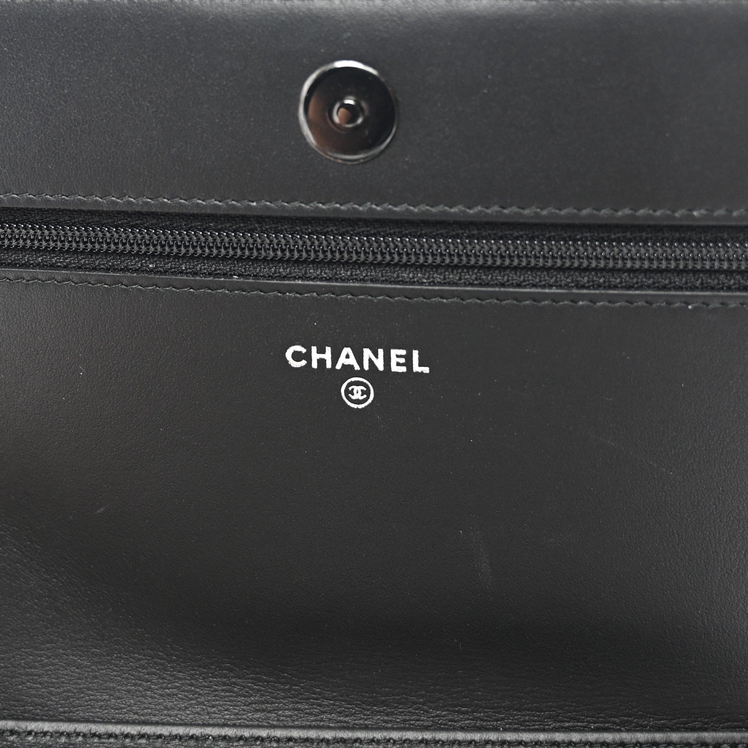 Chanel Calfskin Painted Chevron Embossed Boy Wallet On Chain WOC Black 5 of 11