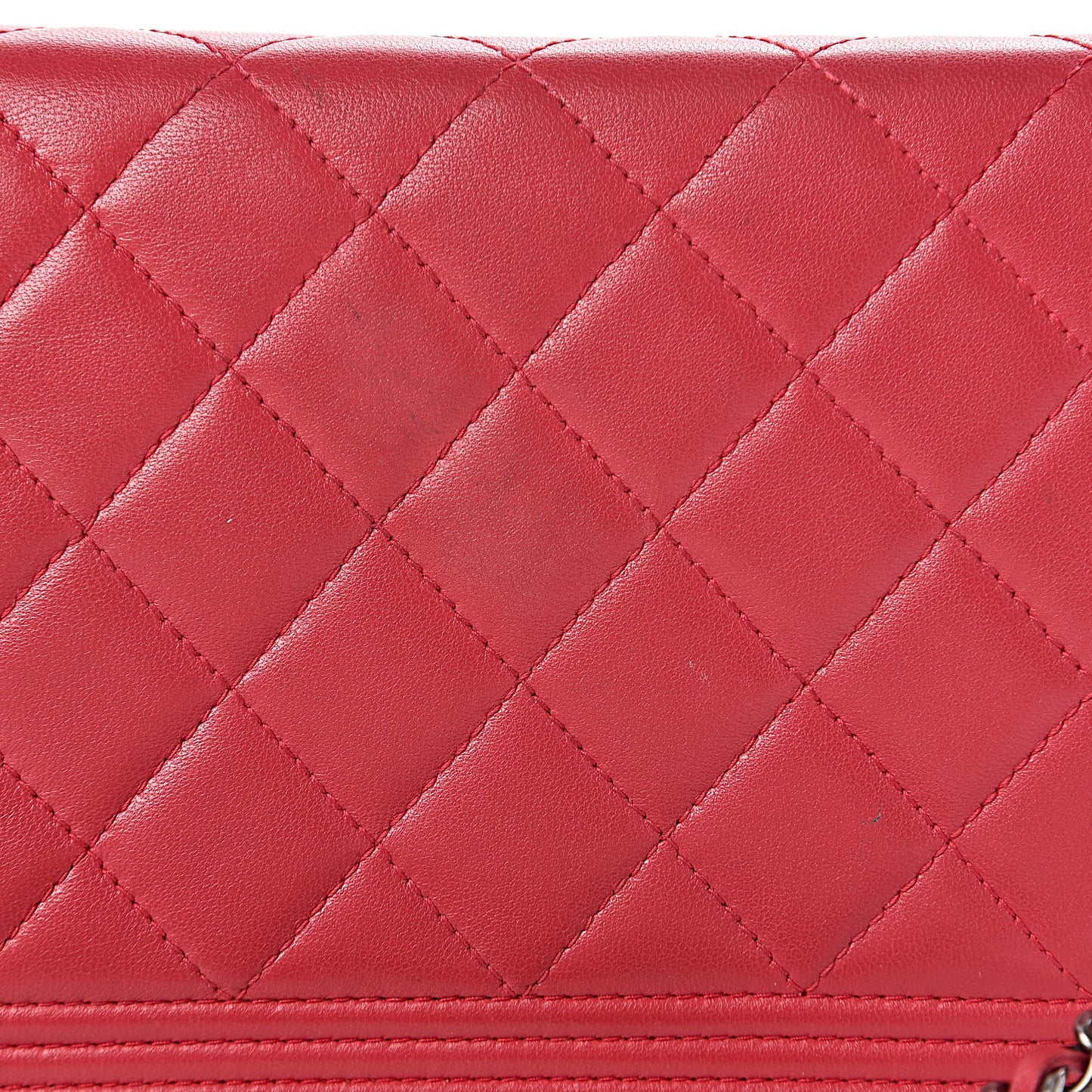 Calfskin Quilted Boy Wallet On Chain WOC Red