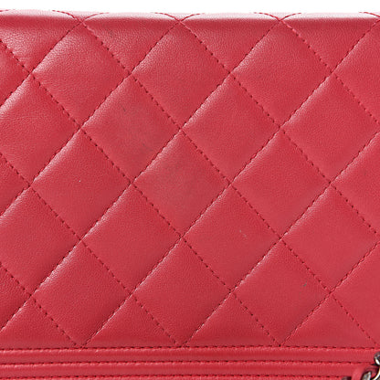 Chanel Calfskin Quilted Boy Wallet On Chain WOC Red 16 of 22
