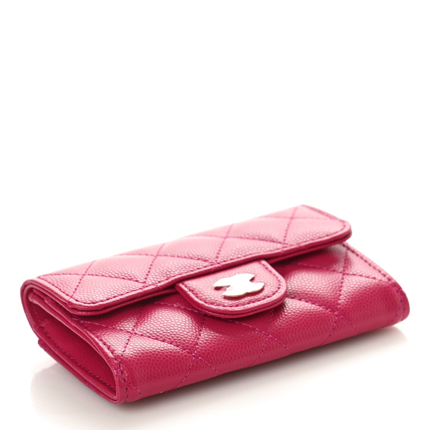 Chanel Caviar Quilted Flap Card Holder Wallet Dark Pink 4 of 9