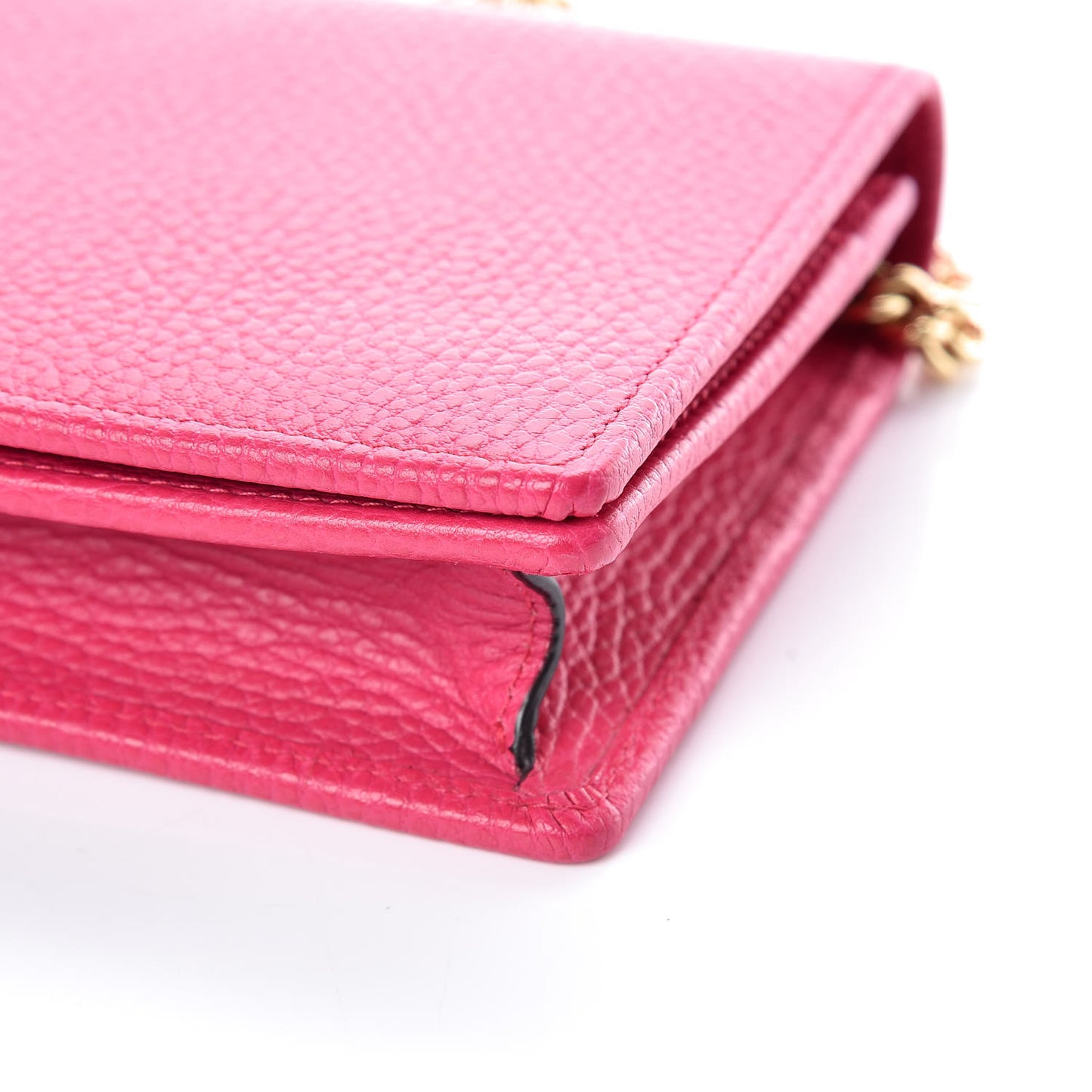 Dollar Calfskin Mini GG Marmont Chain Wallet Box Pink