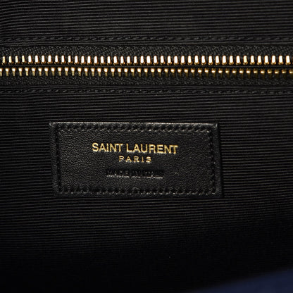Saint Laurent Grain De Poudre Matelasse Chevron Large Monogram Satchel Blue 7 of 8