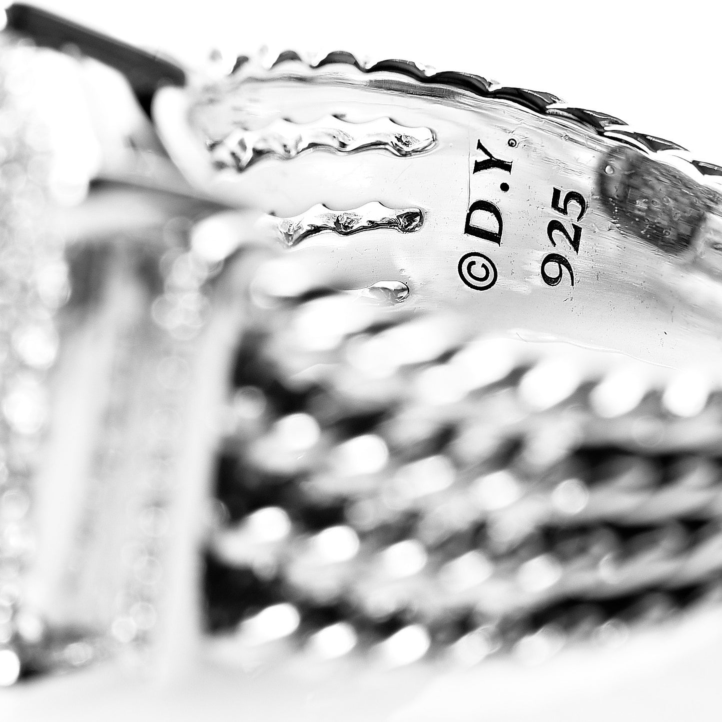 Sterling Silver Diamond 16mm Wheaton Ring 54 7