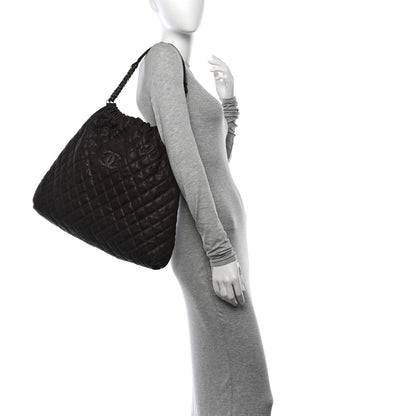 Chanel Distressed Glazed Caviar Quilted Large Elastic Tote Brown 2 of 10