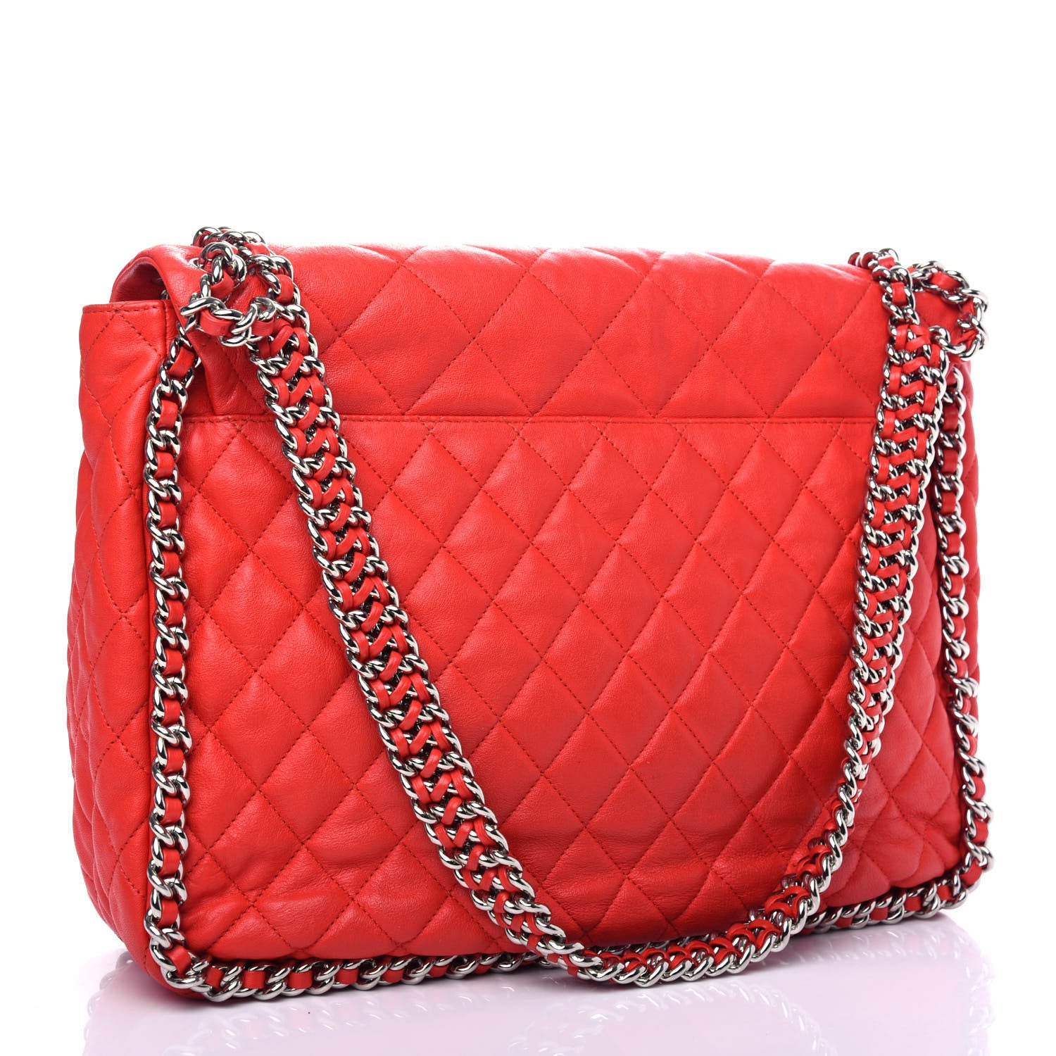 Chanel Washed Lambskin Quilted Maxi Chain Around Flap Red 3 of 11