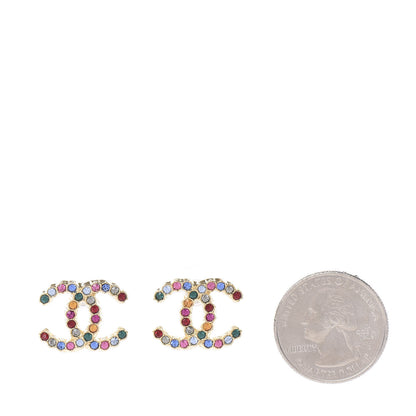 Chanel Crystal Over The Rainbow CC Earrings Gold Multicolor 2 of 5