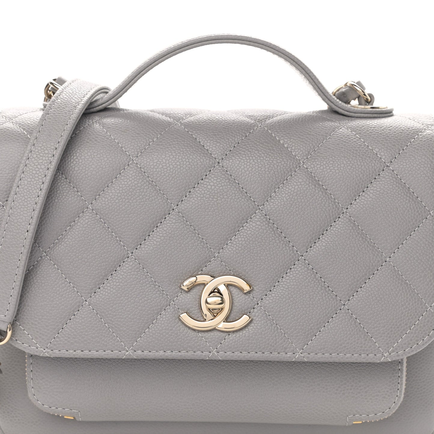 Caviar Quilted Medium Business Affinity Flap Grey
