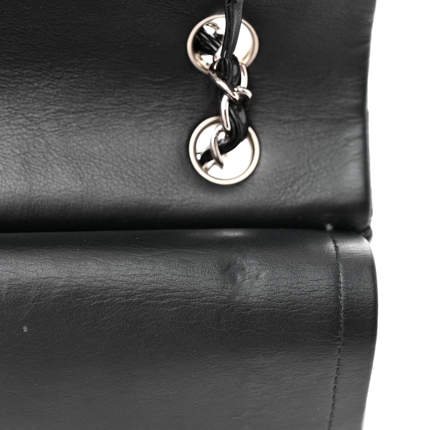Patent Quilted Medium Double Flap Black