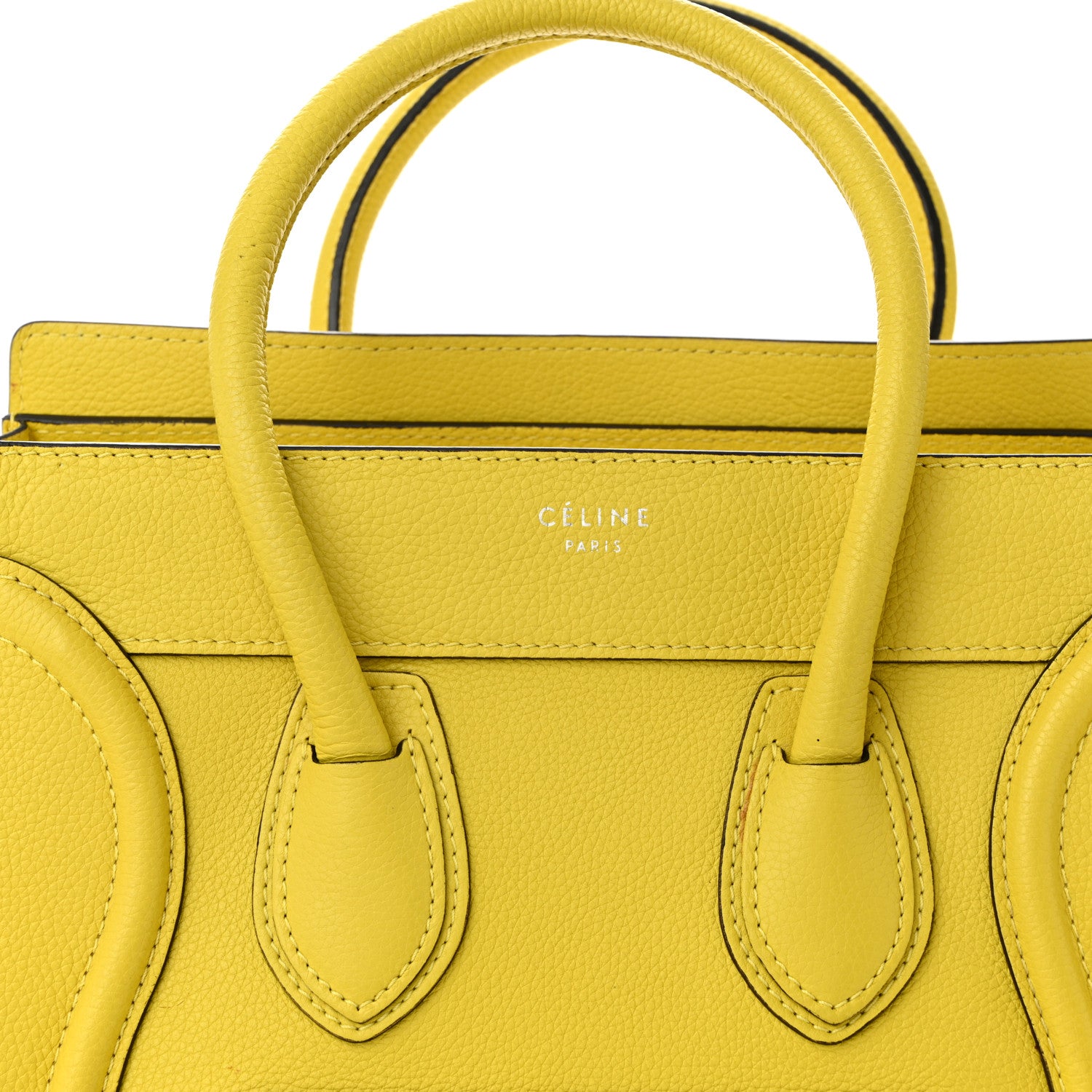 Celine Drummed Calfskin Micro Luggage Citron 7 of 12