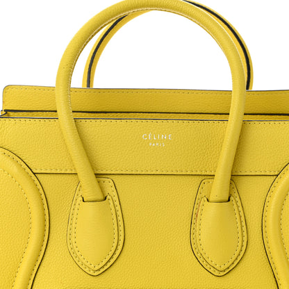 Celine Drummed Calfskin Micro Luggage Citron 7 of 12