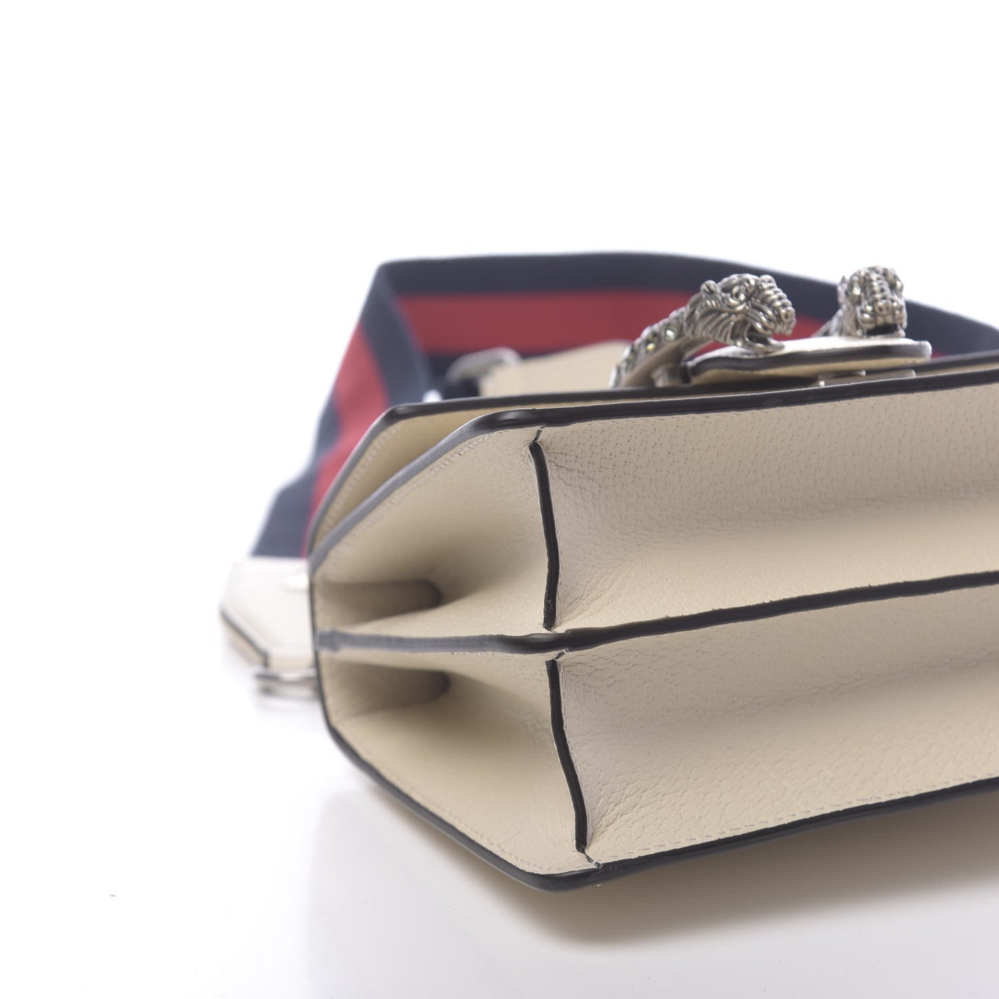 Textured Calfskin Crystal Bamboo Web Mini Dionysus Top Handle Bag Mystic White