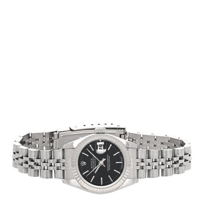 Rolex Stainless Steel 18K White Gold 26mm Oyster Perpetual Datejust Watch Black 69174 2 of 4