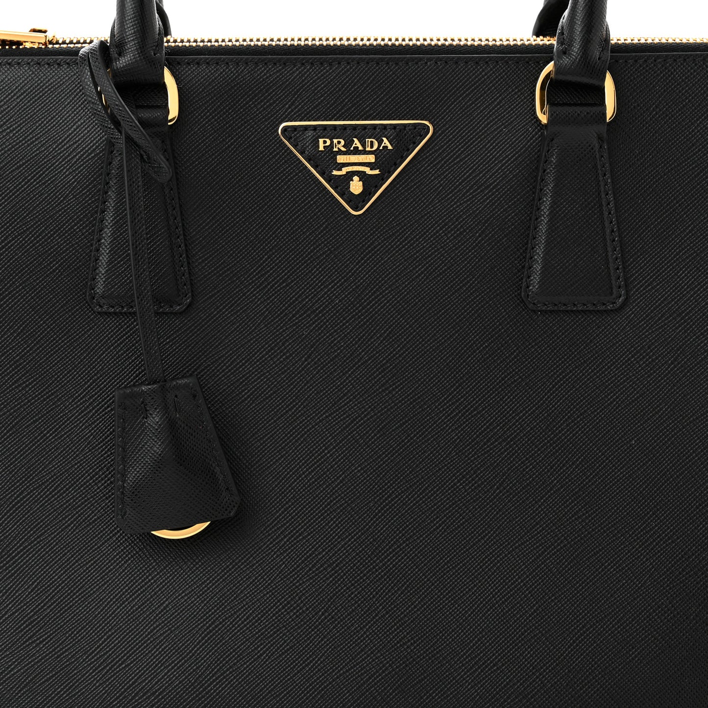 Saffiano Lux Large Galleria Double Zip Tote Black