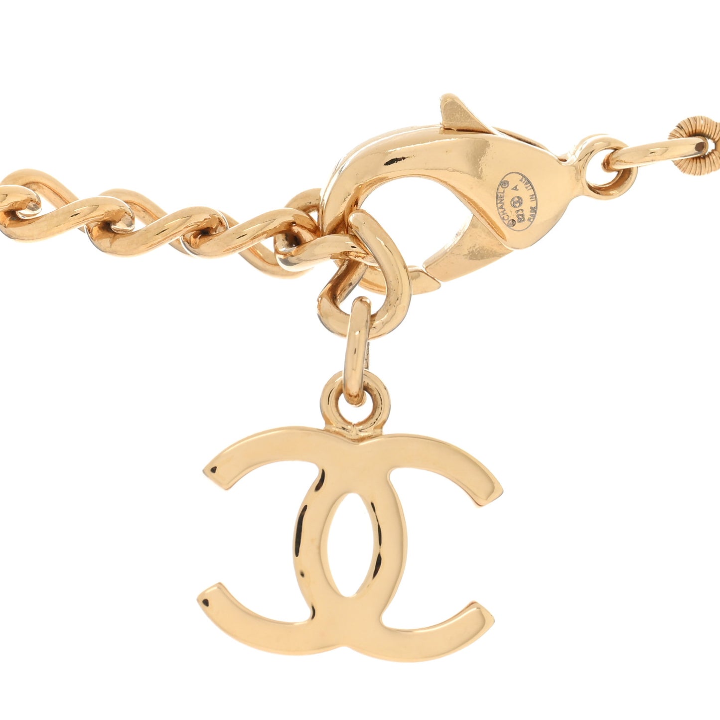 Pearl Crystal CC Choker Necklace Brown Gold