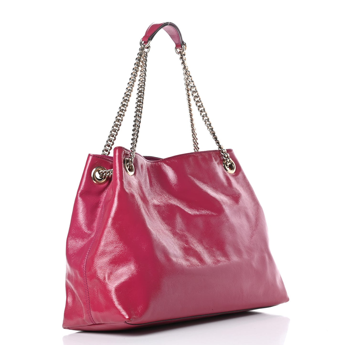 Vernice Naplack Medium Soho Chain Shoulder Bag Bright Bouganville