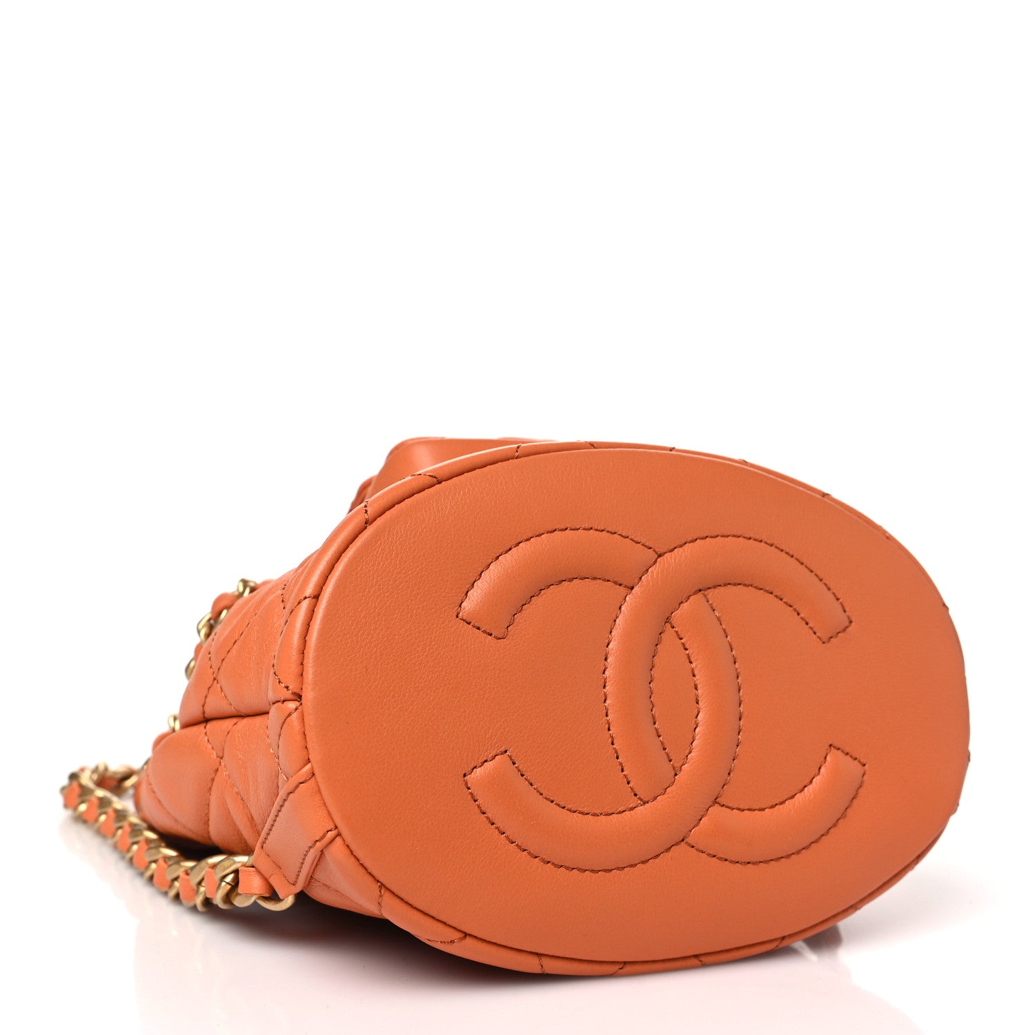 Chanel Calfskin Quilted Small CC Chain Bucket Backpack Orange 4 of 10