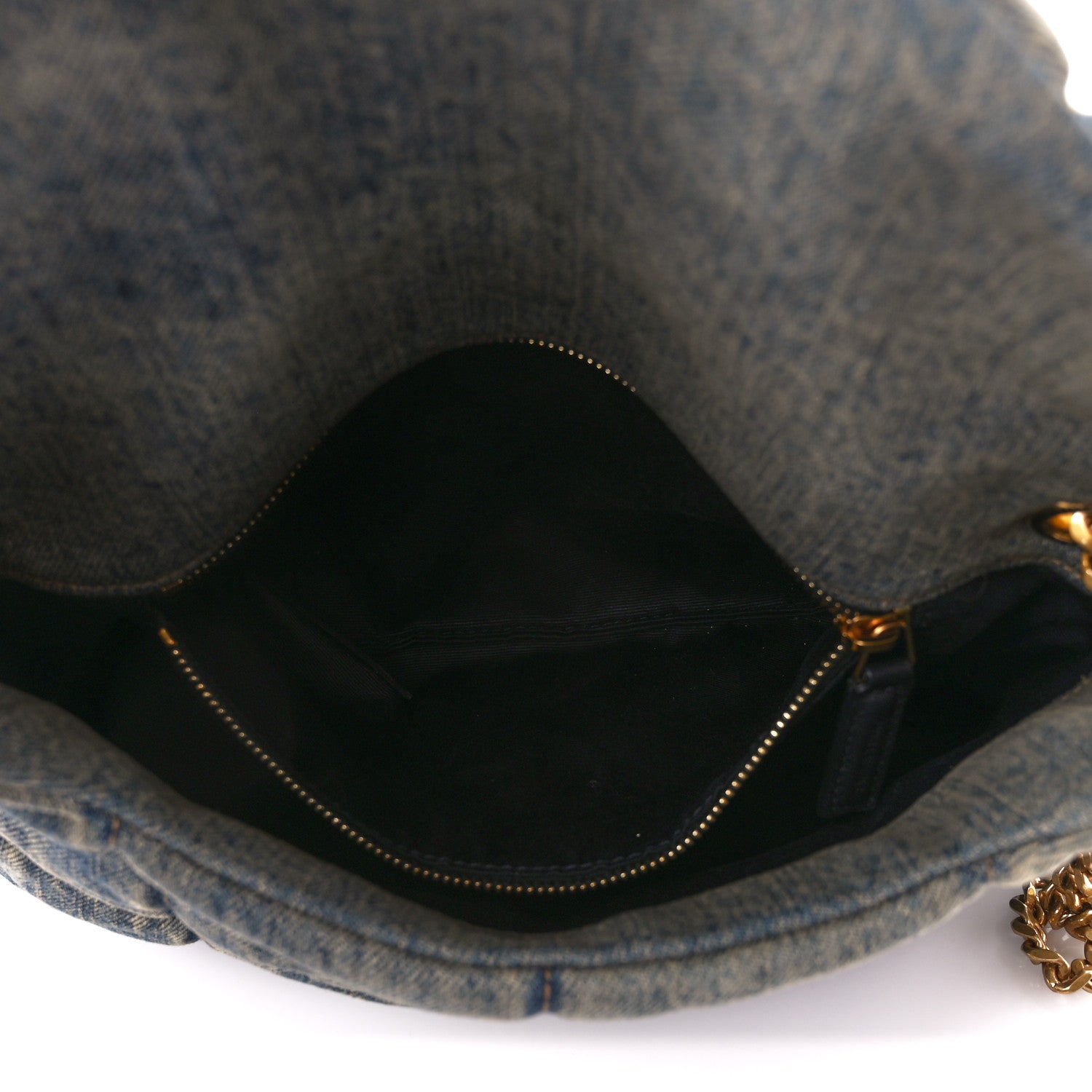 Saint Laurent Denim Quilted Small Loulou Puffer Monogram Chain Satchel Rodeo Blue 6 of 12