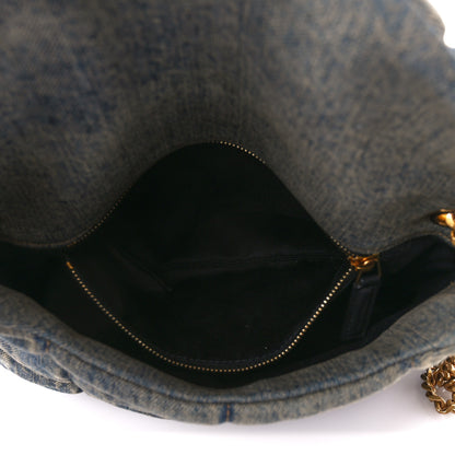 Saint Laurent Denim Quilted Small Loulou Puffer Monogram Chain Satchel Rodeo Blue 6 of 12