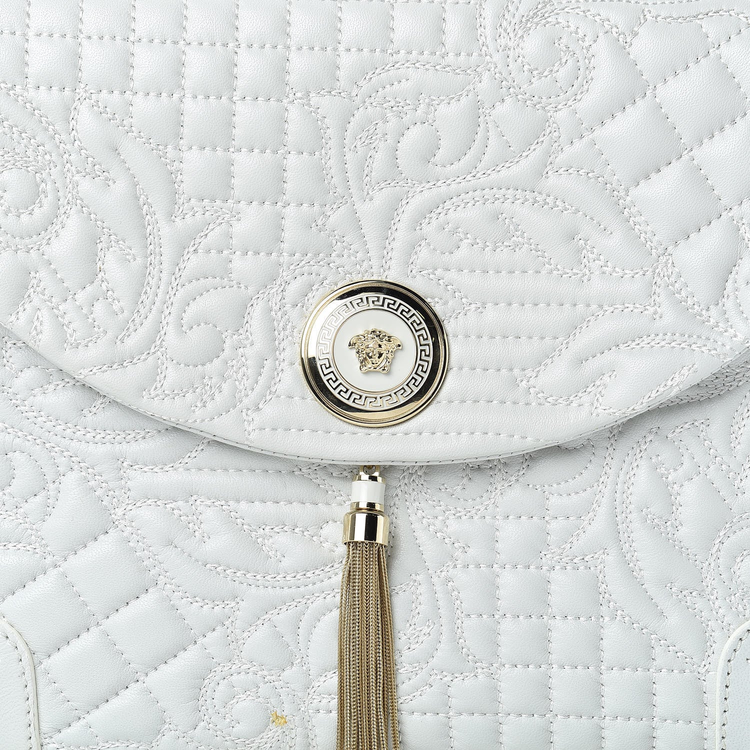 Versace Nappa Barocco Quilted Altea Vanitas Satchel White 12 of 17