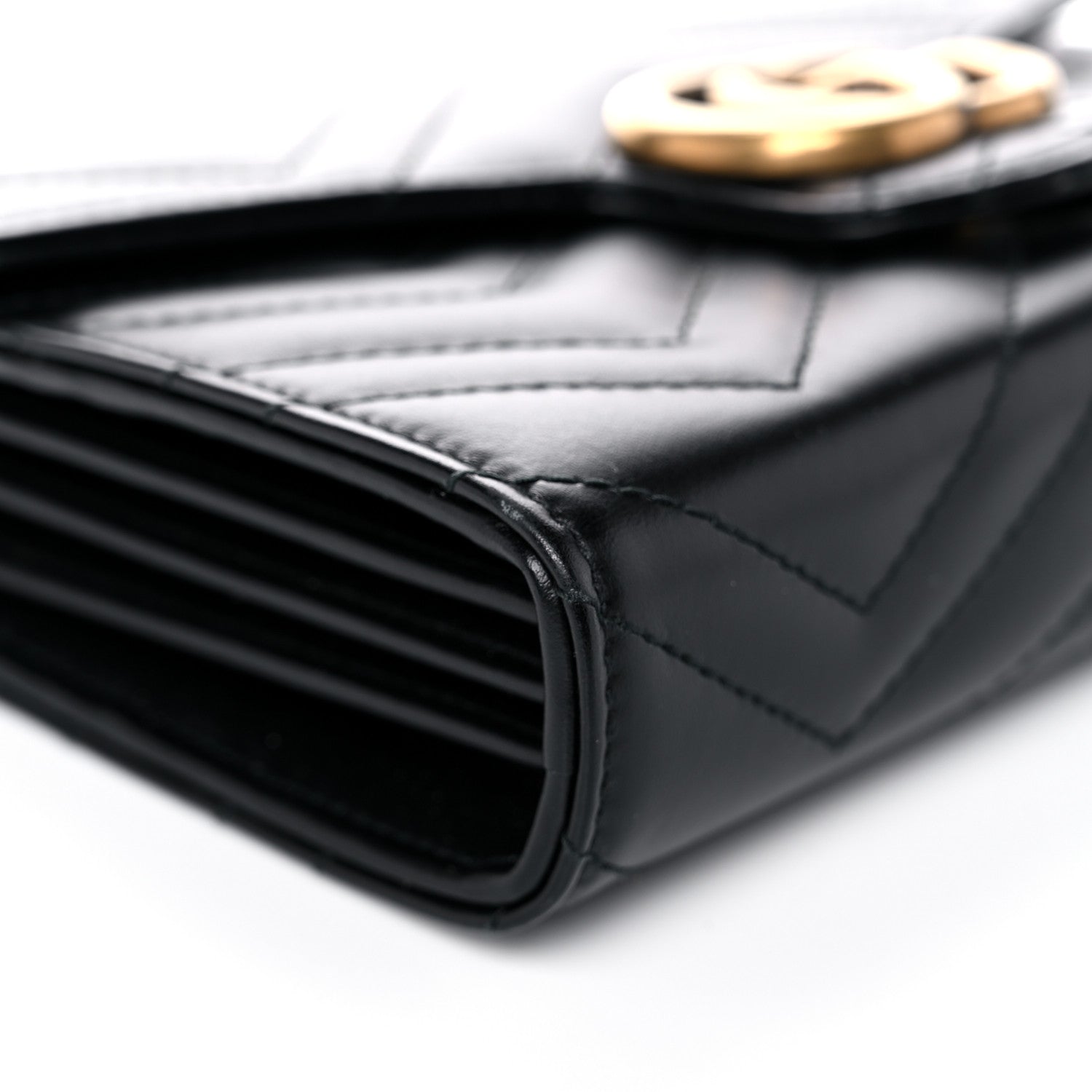 Gucci Calfskin Matelasse GG Marmont Chain Wallet Black 15 of 27