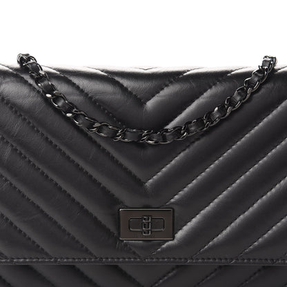 Chanel Aged Calfskin Chevron Quilted Reissue Wallet On Chain WOC So Black 12 of 12