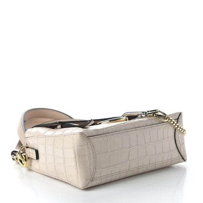 Chloe Calfskin Crocodile Embossed Mini Faye Day Shoulder Bag Cement Pink 4 of 11