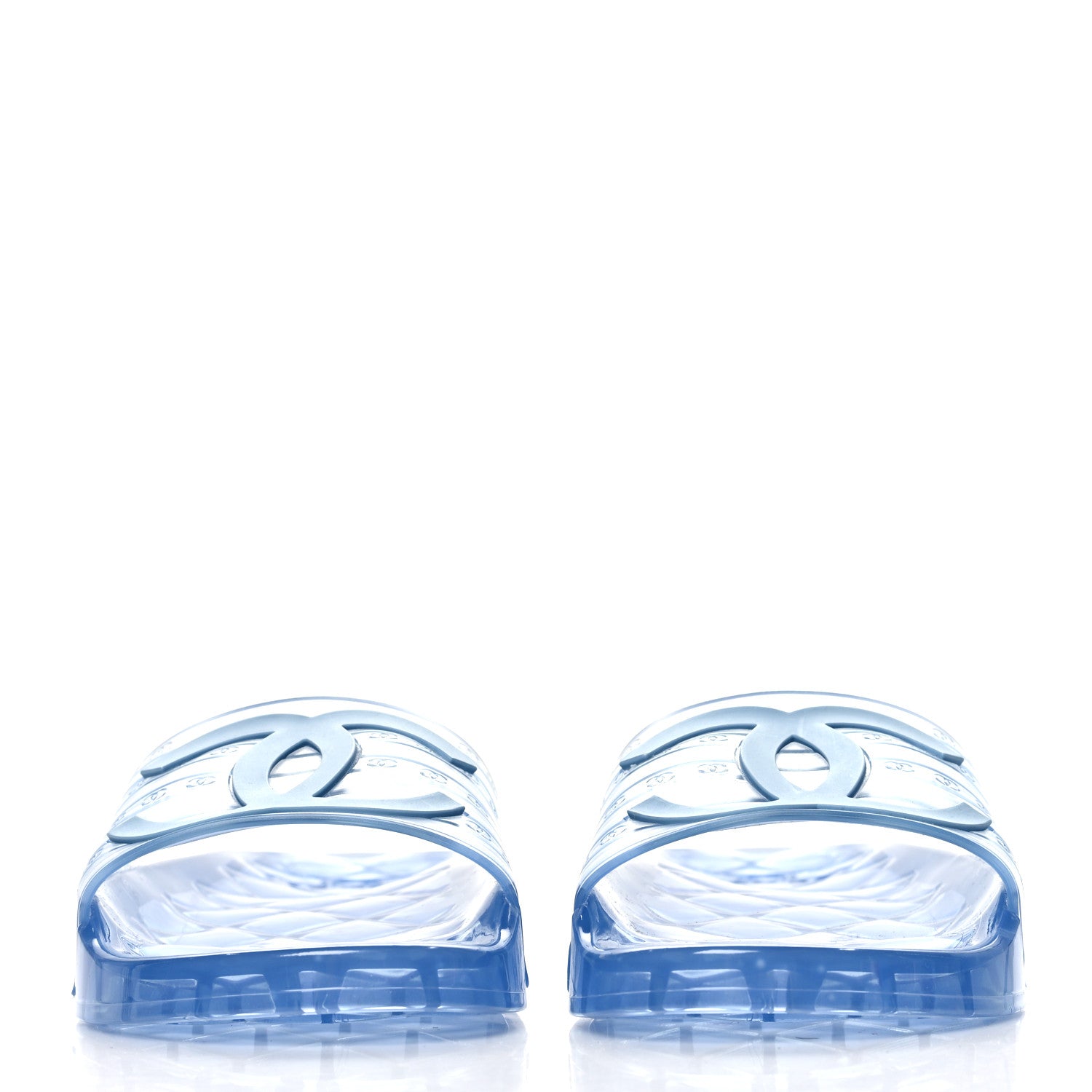 Chanel PVC Transparent CC Flat Slide Sandals 40 Blue 3 of 7