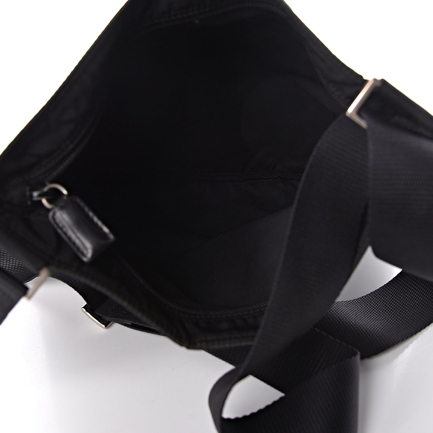 Nylon Flat Messenger Bag Black