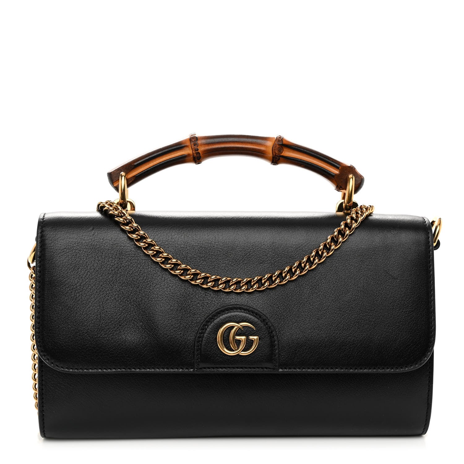 Gucci Wonka Grain Calfskin Mini Diana Bamboo Top Handle Shoulder Bag Black 1 of 9