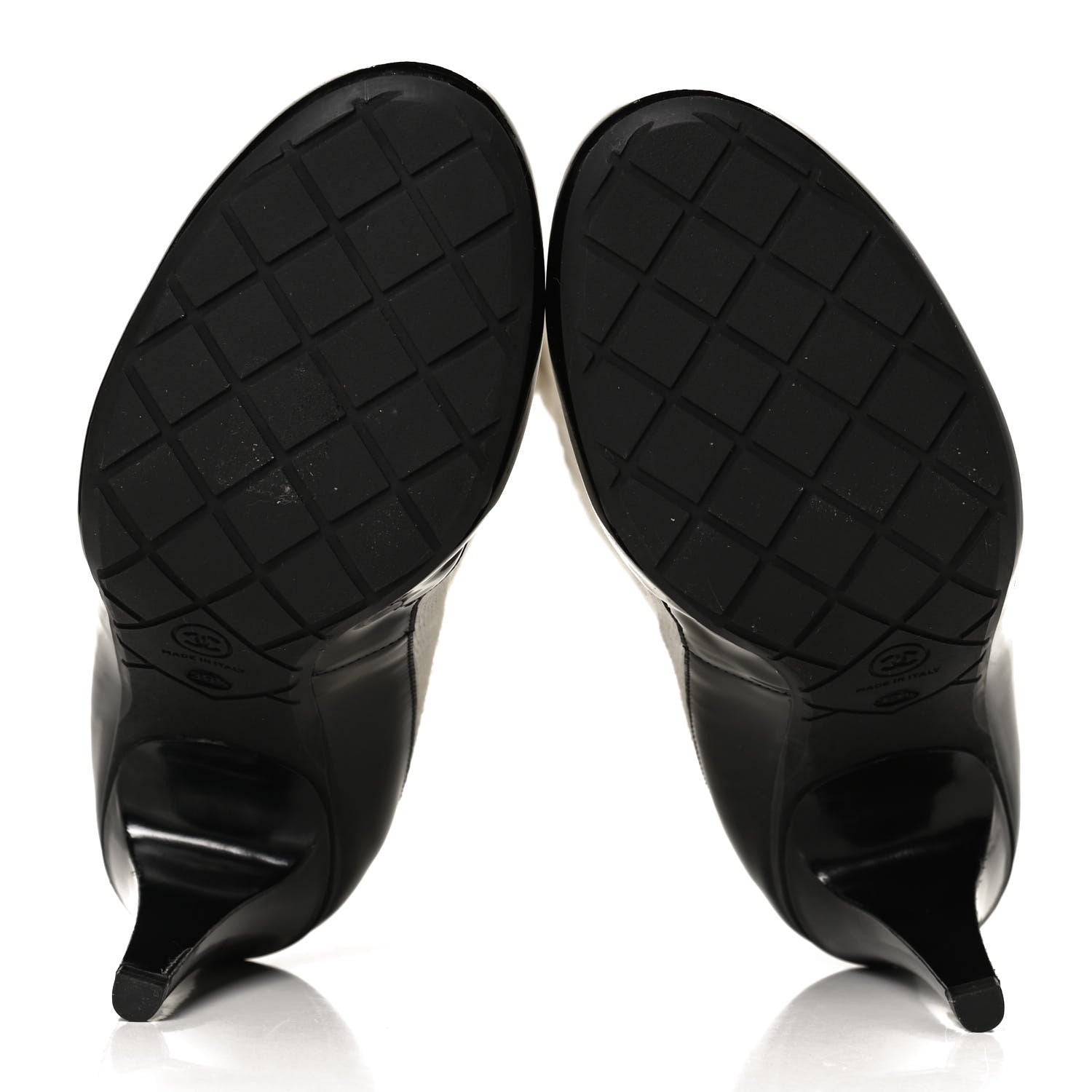 Chanel Patent Sock Boots 39.5 Black White 7 of 9