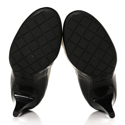 Chanel Patent Sock Boots 39.5 Black White 7 of 9