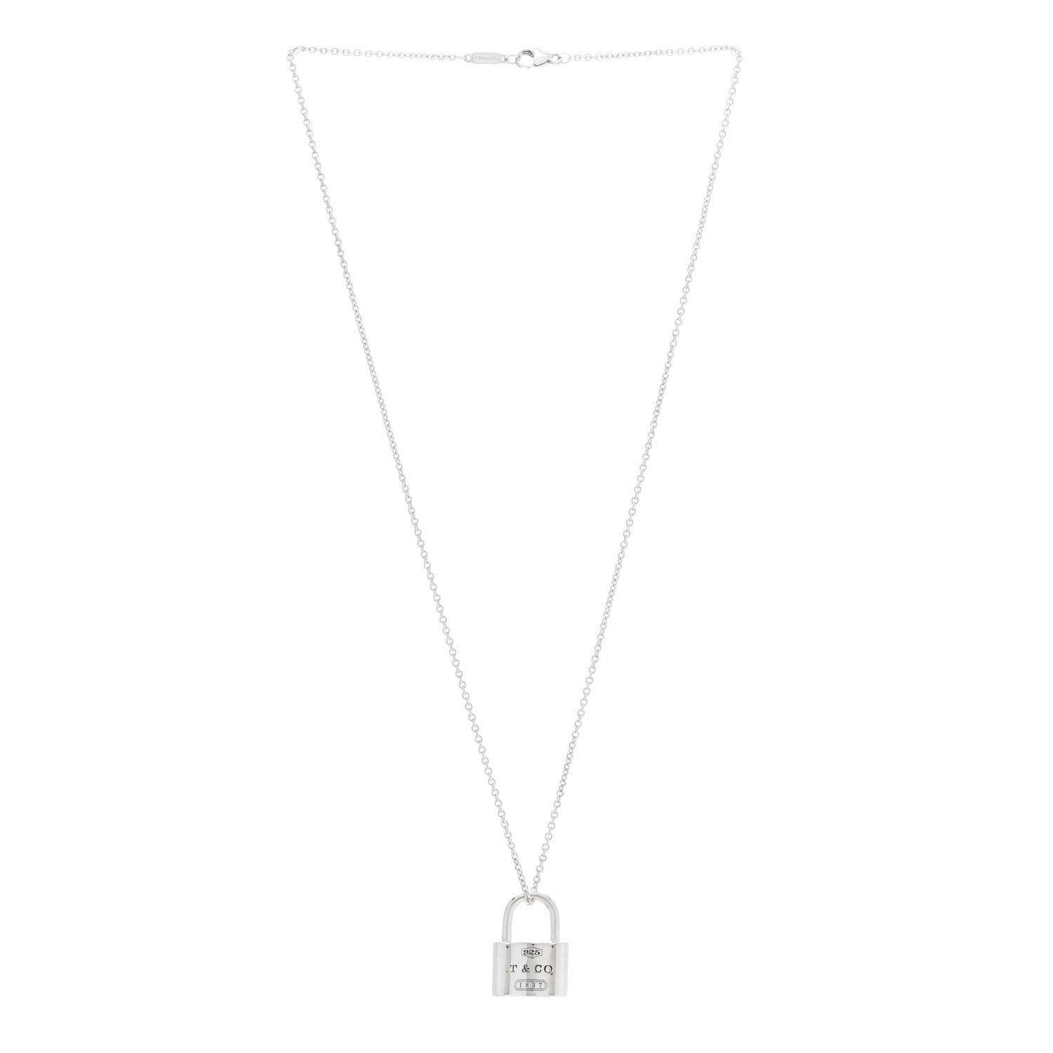 Tiffany Sterling Silver 1837 Lock Charm Pendant Necklace 3 of 6