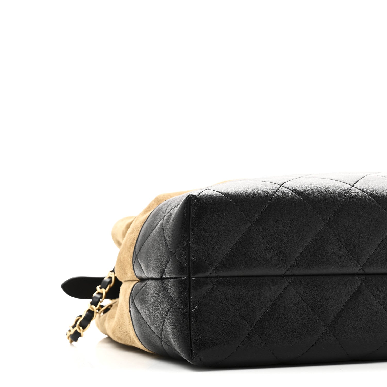 Chanel Suede Calfskin Shiny Lambskin Quilted Small Coco Base Shopping Bag Beige Black 9 of 10