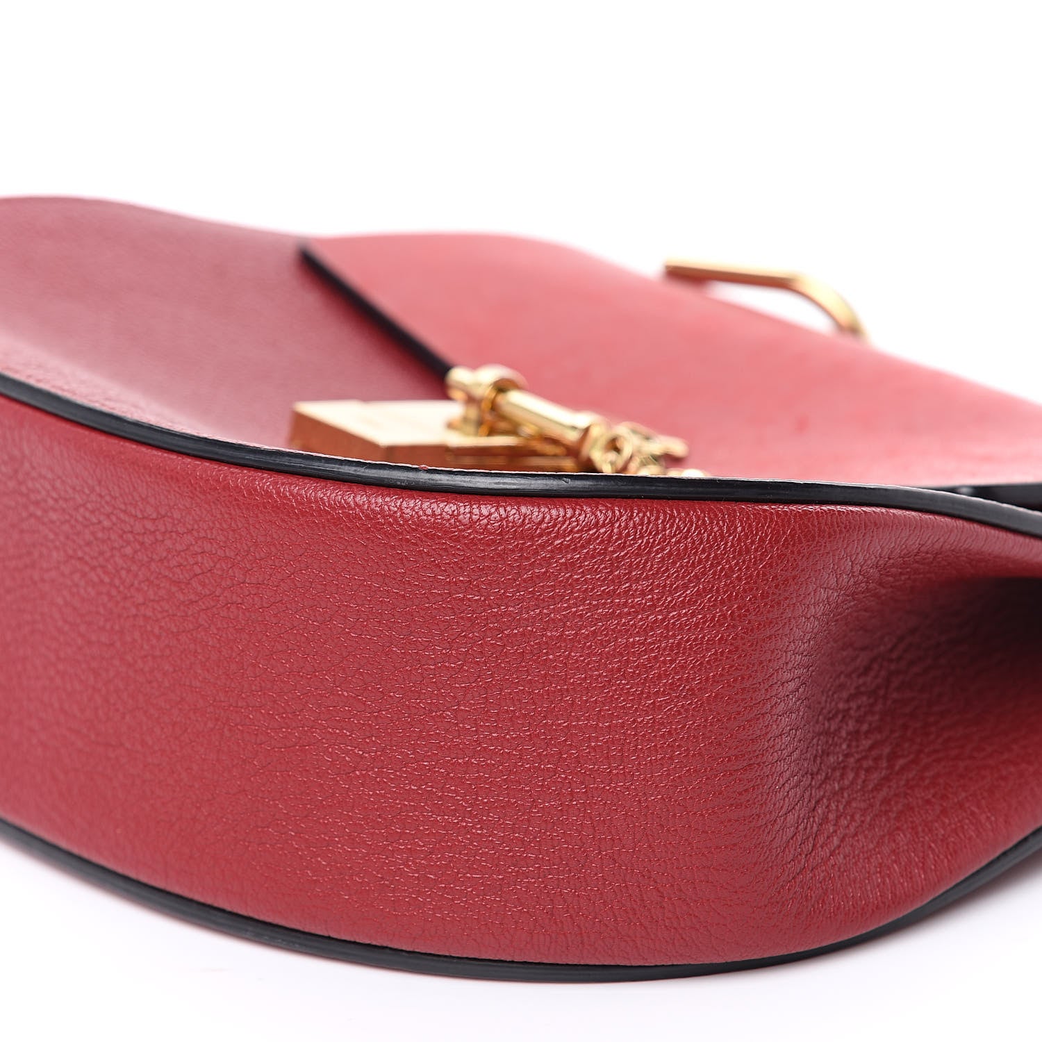 Chloe Grained Calfskin Lambskin Drew Shoulder Bag Red 9 of 16