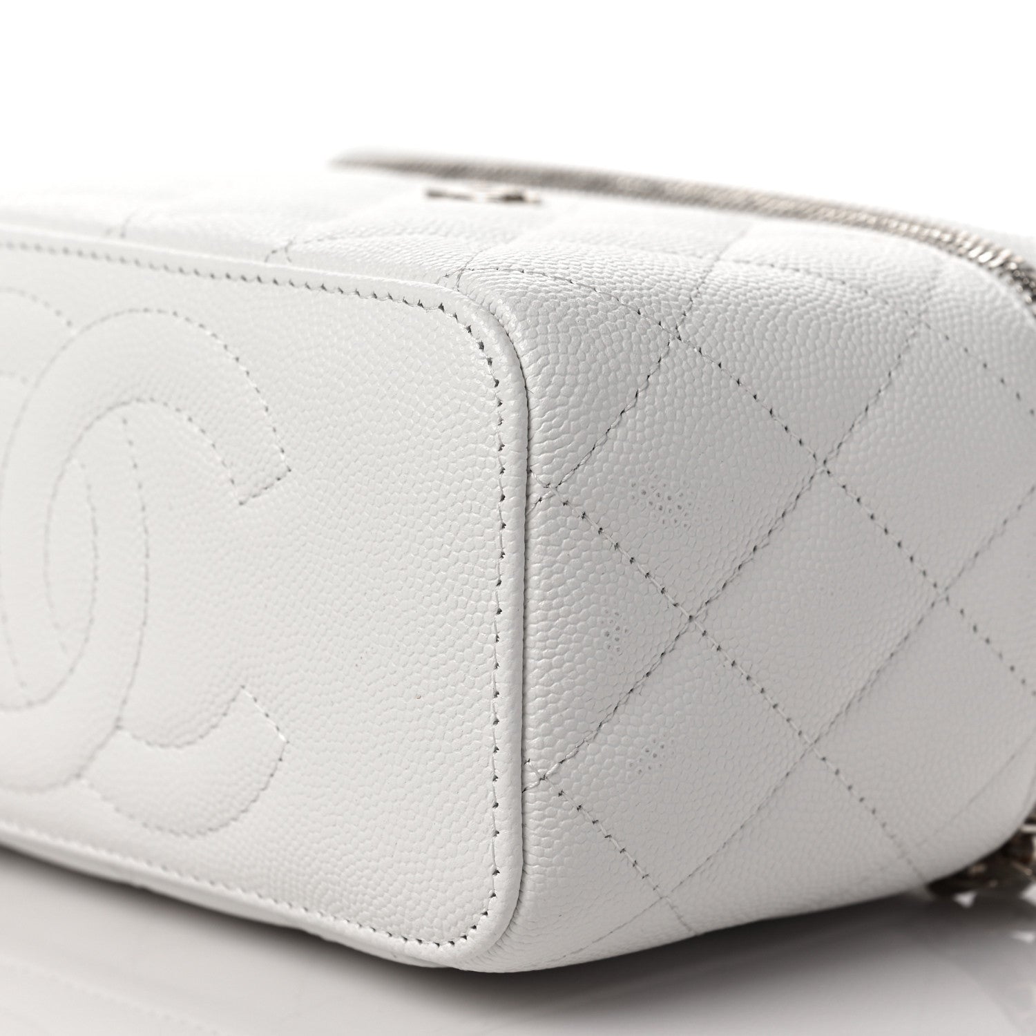 Chanel Caviar Quilted Small Vanity Case With Chain White 10 of 11