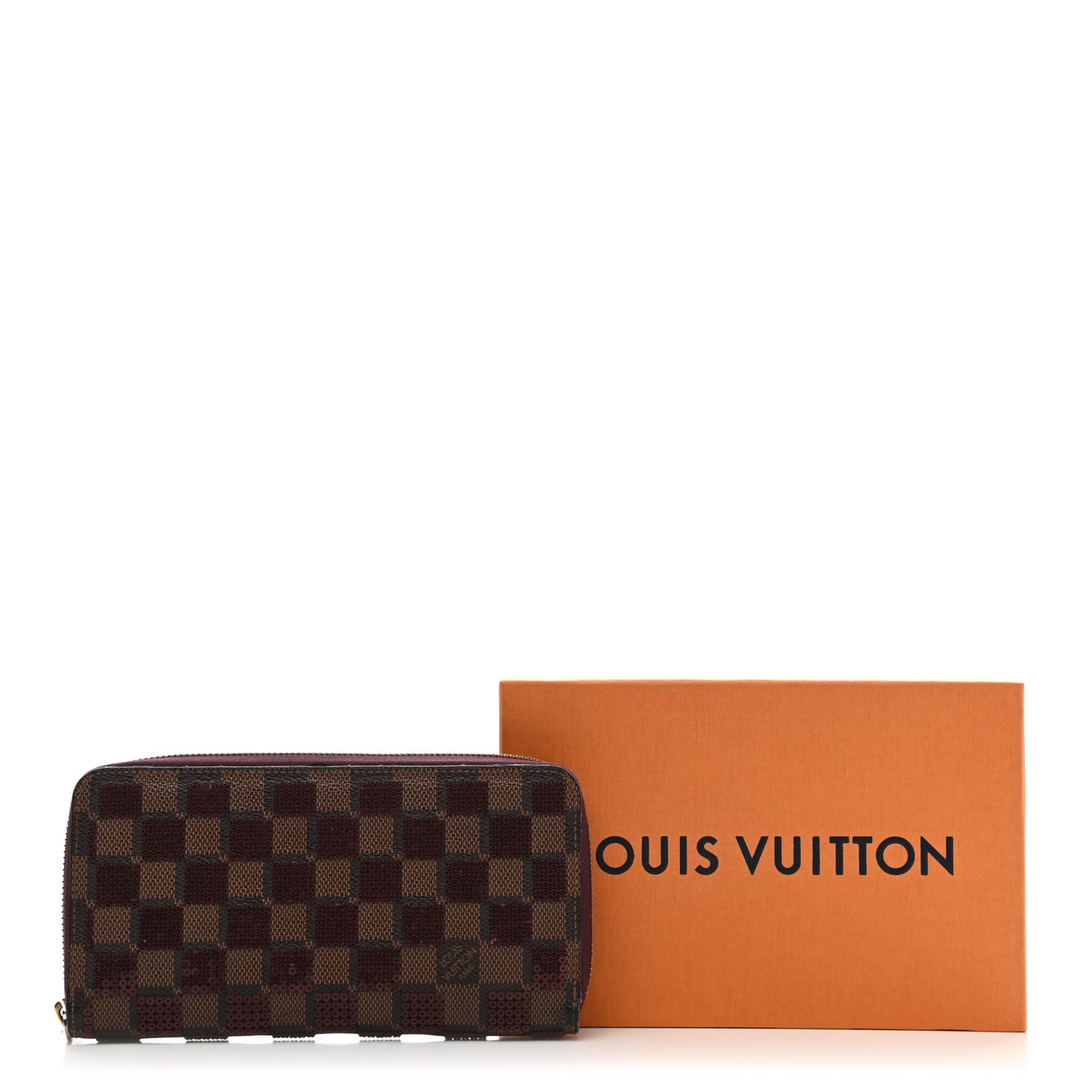 Damier Paillettes Zippy Wallet Red