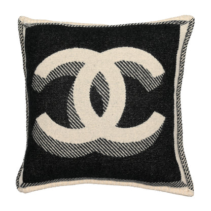 Chanel Merino Wool Cashmere CC Pillow Beige Black 2 of 3